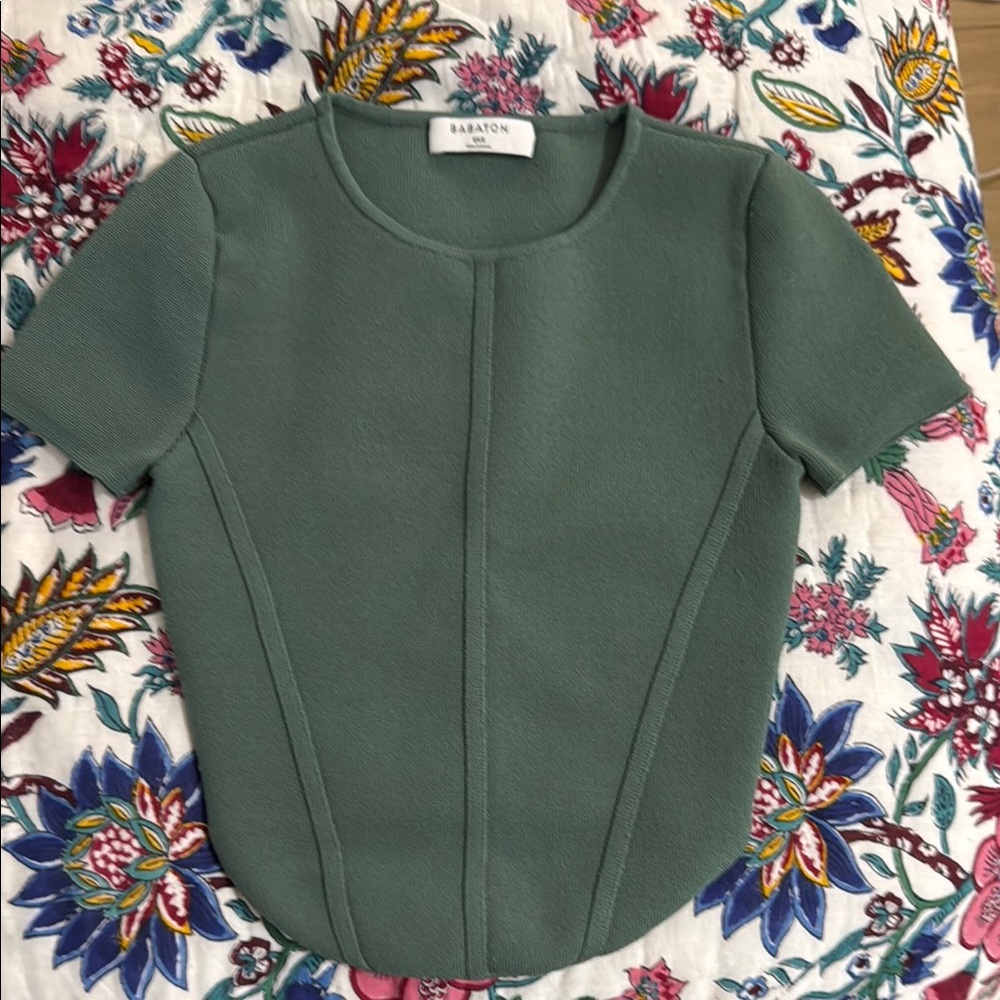 Babaton Green Fitted Short Sleeve T-Shirt